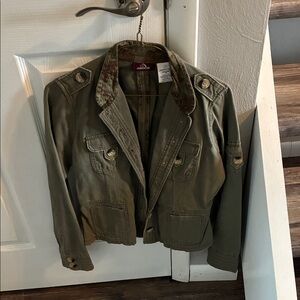 Jordache Khaki Floral Trim Jacket